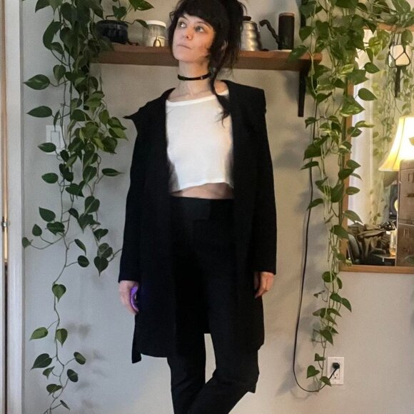 Theory 100% Wool Robe Coat with Hood, Tie, and Pockets - S/M - Picture 5 of 8